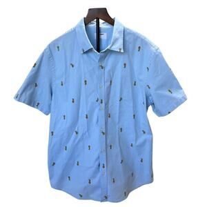 Old Navy Blue Pineapple Print Short Sleeve Button-Up Shirt – Large